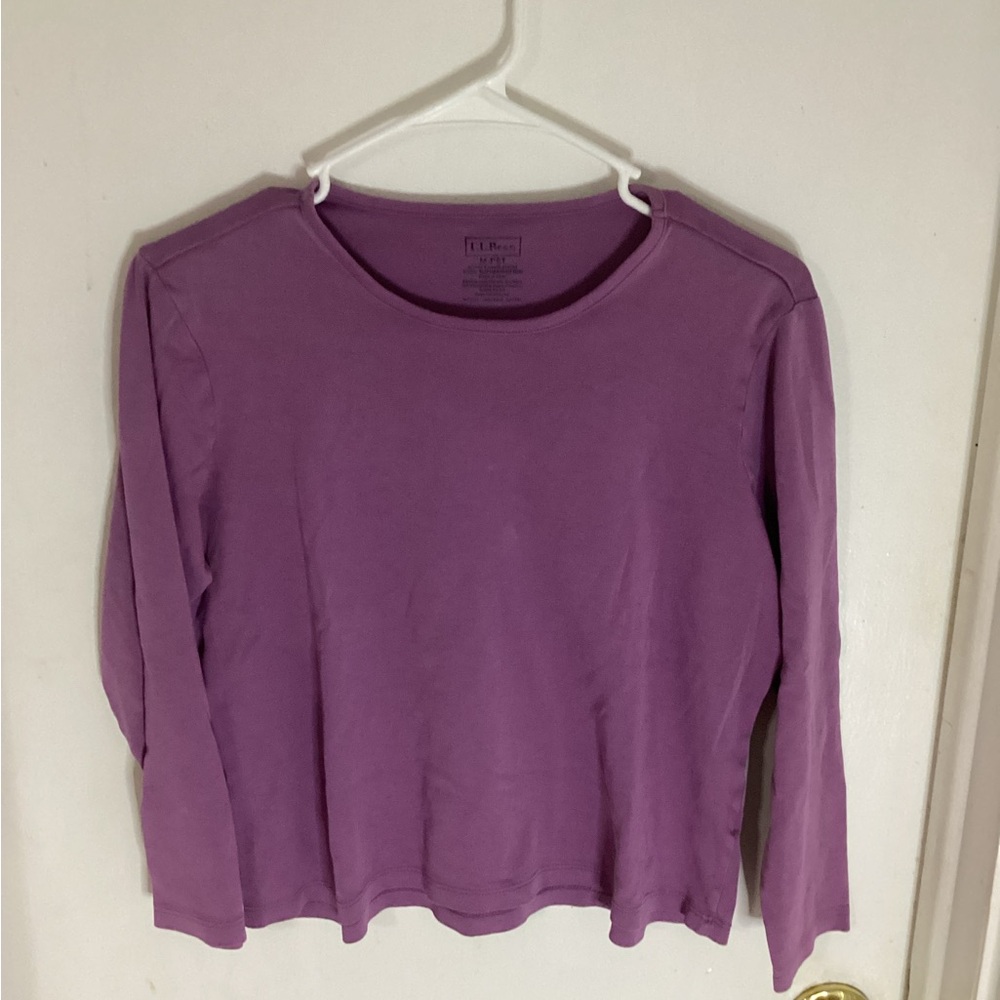 L.L. Bean womens Prima cotton long sleeve tee size Med Pet